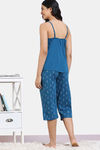 Zivame Scribbled Meadows Knit Cotton Capri Set - Lyons Blue — thumbnail 4